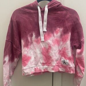 Calvin Klein Pink and White Tie-Dye Hoodie size xs